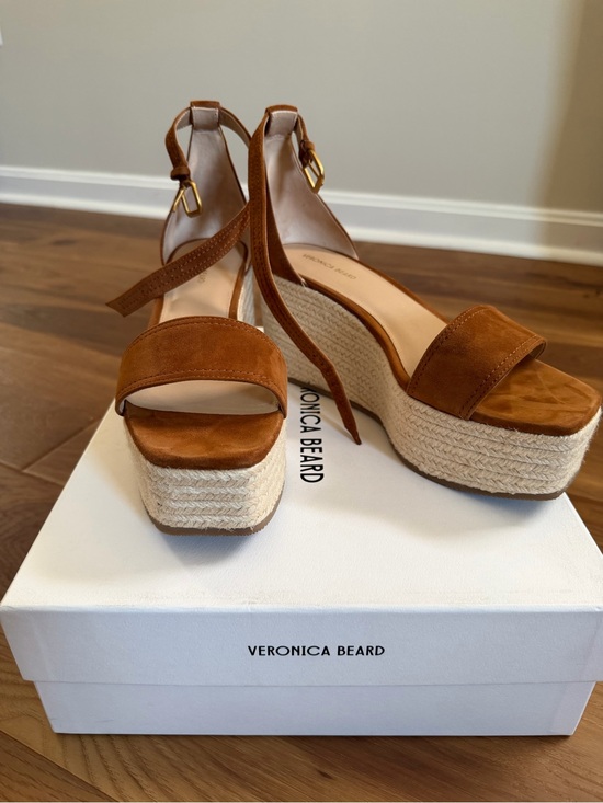 Veronica Beard Shoes - Veronica Beard Tan Suede Espadrille Platform Sandals